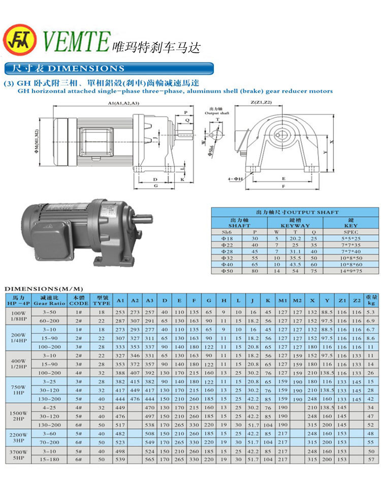 GH臥式單項,三項齒輪剎車馬達 GH臥式單項,三項齒輪剎車馬達
